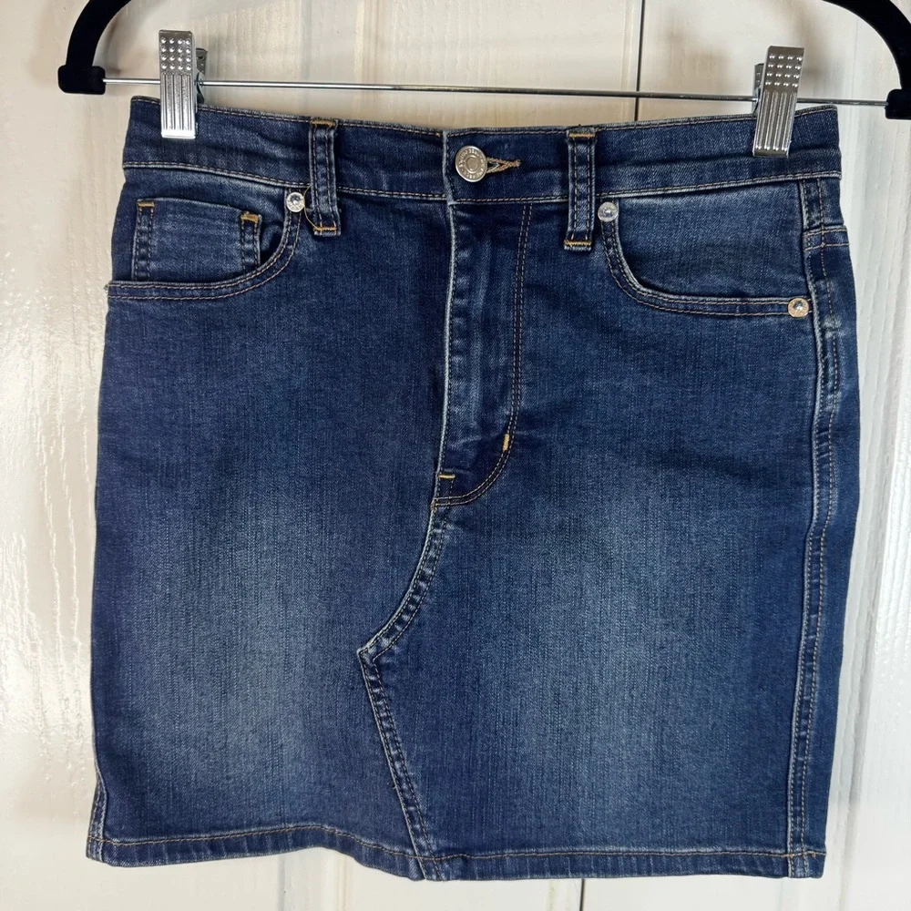 We The Free Dark Blue Denim Mini Skirt